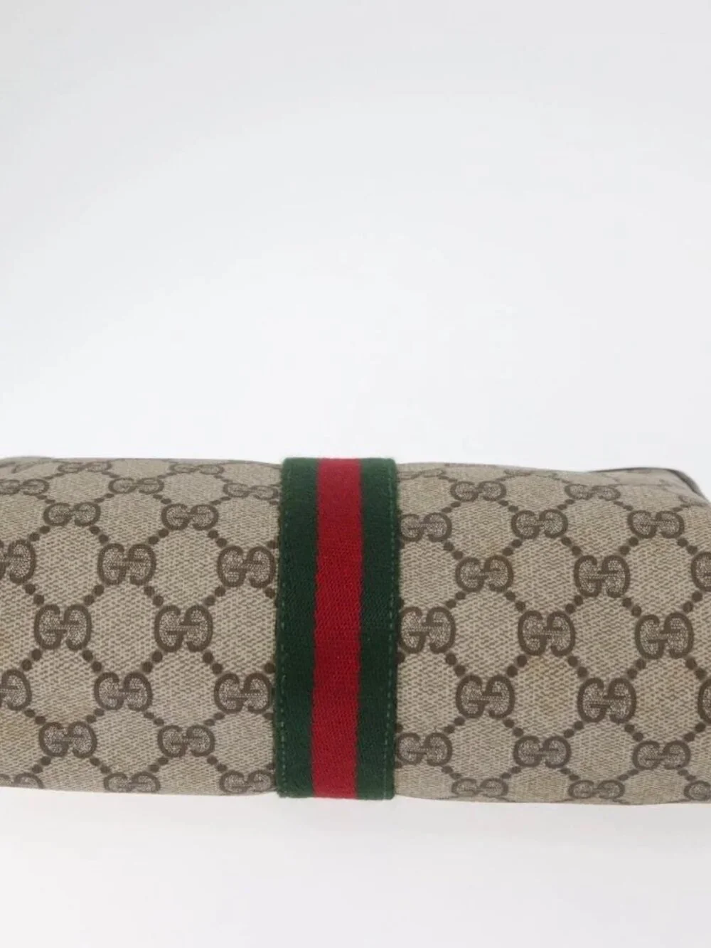 GUCCI GG Supreme Web Sherry Line Bag PVC Beige Red 32 014 3553 Auth BA13149